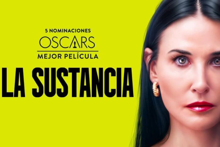 Cartel promocional de la película La sustancia, con Demi Moore.